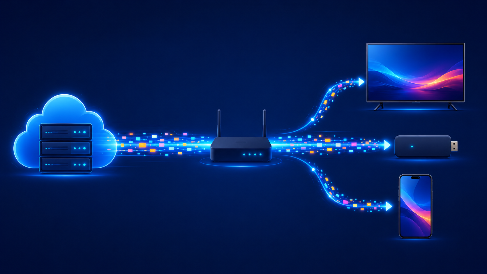 Wie funktioniert IPTV – Datenübertragung vom Anbieter über das Internet zu Smart TV, Stick und Smartphone